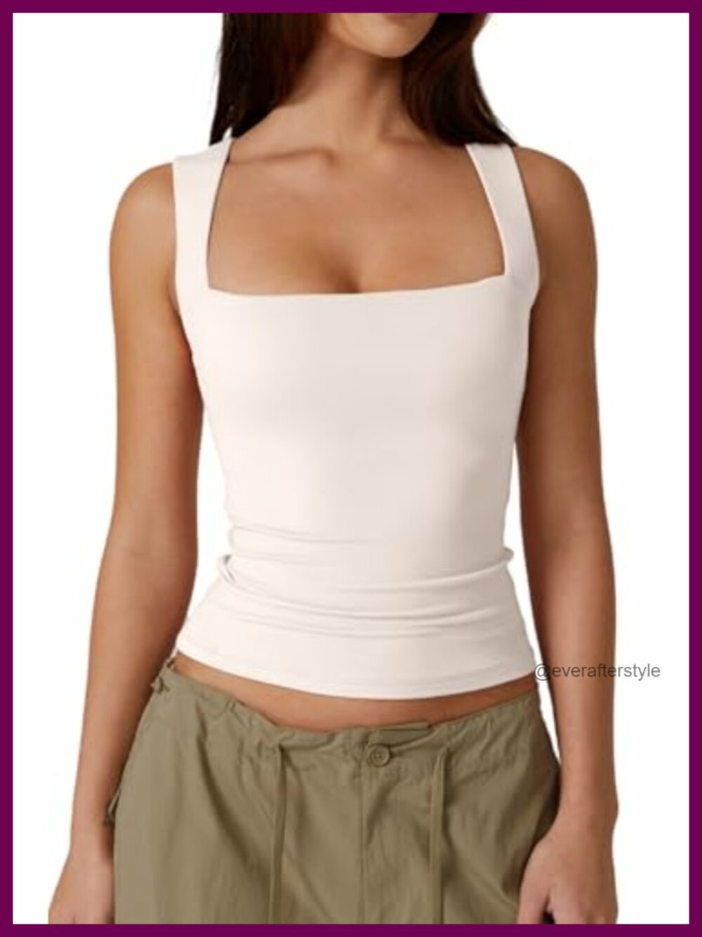 Square Neck Sleeveless Double-Layer Tank Top Slim Fit Tight T Shirt